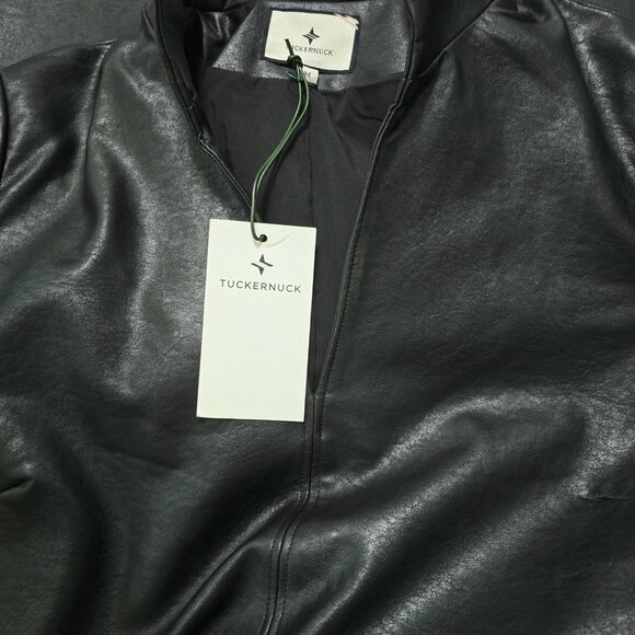 New! Tuckernuck - M - Black Leather Clifton Mini Dress - Picture 12 of 13